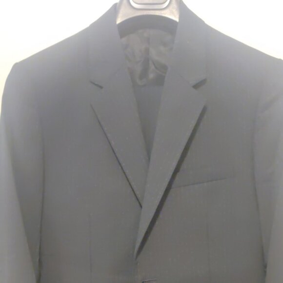 Theory 36S 28w black stripe suit wool spandex stretch slim modern xylo shelton - Picture 1 of 10